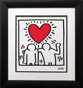 Keith Haring "KH03" PERSONALIZZATO INCORNICIATO Art POP Cuore Love People - Stampa BRUCE McGAW - Foto 1 di 3
