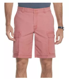 Pantaloncini cargo IZOD uomo rosso acqua salata elasticizzati sport vita flessibile nuovi con etichette 34 vita - Foto 1 di 2