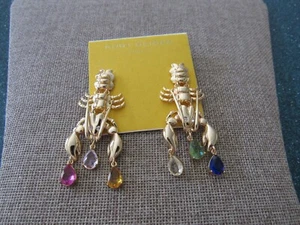 Kurt Geiger London Lobster Statement Earrings Gold Tone With Color Crystals - Picture 1 of 6