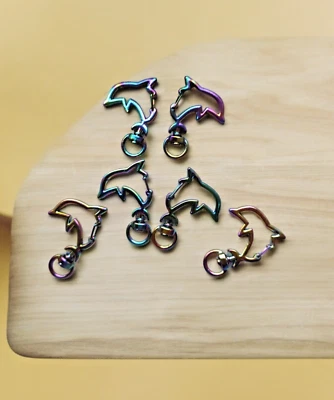 Carabiner Hook Multicolor Dolphin 39mm Rainbow Swivel for Sclüsselanhänger - Image 1 of 3