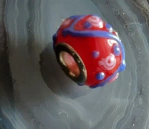 Rot Blau Glasbead Welle Wirbel Punkte - Bild 1 von 5