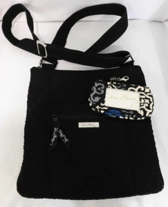 VERA BRADLEY Hipster Crossbody Purse & Clip Zip Id - Classic Black Microfiber - Picture 1 of 7