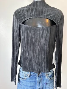 Blusa Leith Negra Corte Frontal Texturizada Nueva Con Etiquetas M - Imagen 1 de 3