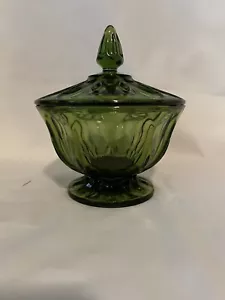 Vintage Emerald Green Anchor Hocking Glass Candy Dish W/Lid - Picture 1 of 6
