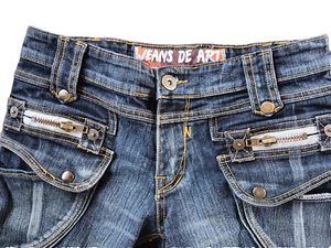 Jeans De Art Boho Harajuku Alt Unisex EUC Gr. 32-33 Large Rare Thai Nieten Reißverschlüsse - Bild 1 von 4