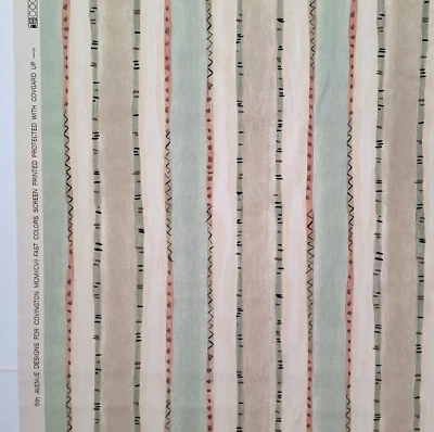 Beige Cream Teal Stripes 5th Ave Covington Decor Upholstery Fabric 2.5YD x 57"W - Image 1 of 4