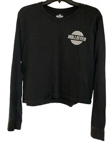 Hollister California Unisex T-Shirt Size M Black Long Sleeve Logo Tee - Picture 1 of 6