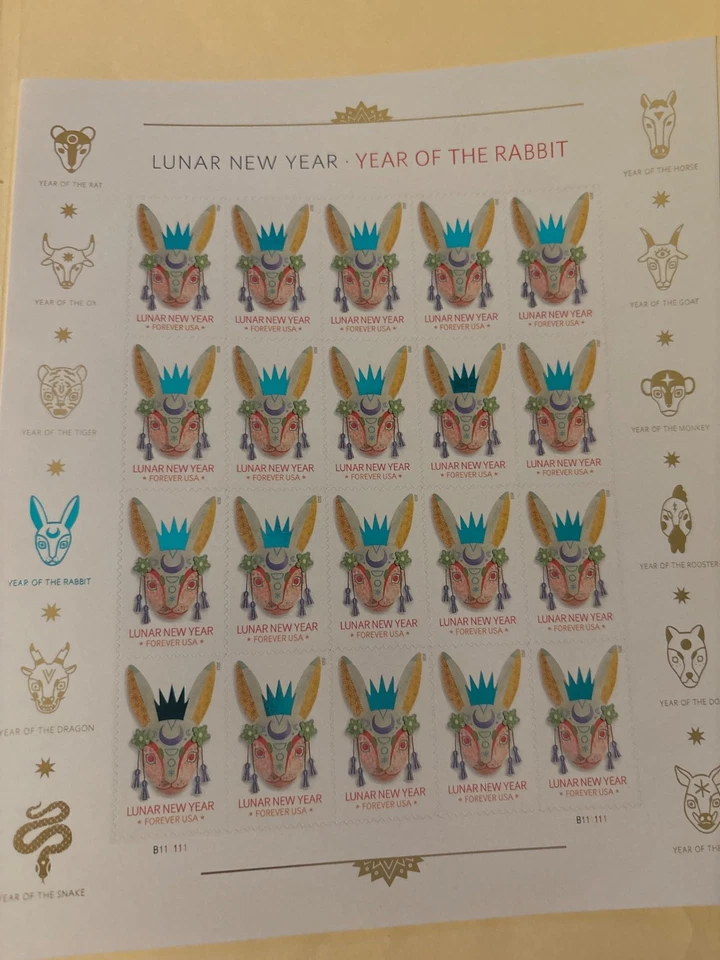 Scott #5744  Lunar New Year of the Rabbit Forever Sheet of 20 Stamps MNH - Image 1 of 1