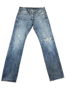 Pantalones de mezclilla Levis 501 corte original para hombre W32 L34 azul envejecido botón mosca vintage - Imagen 1 de 6