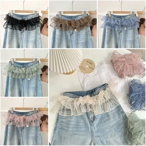 See Through Lace Mini Skirt Ruffles Butt Curtain Jeans Decoration - Picture 1 of 18