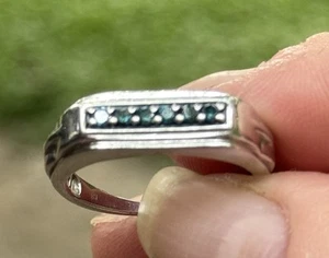 BLUE DIAMOND STERLING REAL RING ( C Other 1 Listed)C Info - Picture 1 of 12