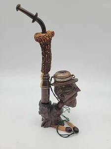 Antique Early 1900s German Black Forest Tobacco Pipe Carved Wood Mans Head - Picture 1 of 9