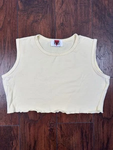 Vintage 90er Jahre Venus Basic gelbes bauchfreies Damen-Tanktop Größe L Large hergestellt in den USA - Bild 1 von 10