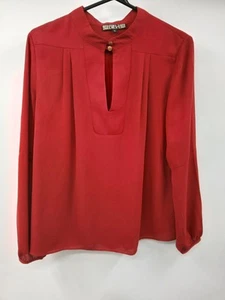 Biba Red Blouse Long Sleeve Size 12 Polyester Ladies Top - Picture 1 of 5