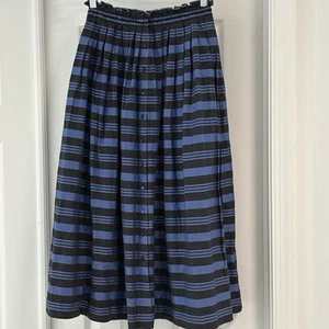 Falda midi vintage de algodón azul Cullinane años 80 talla 6 Cottagecore plisada con volantes usada en excelente estado - Imagen 1 de 12