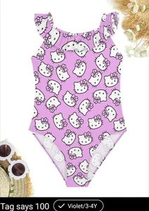 New Hello Kitty Little Girls One Piece Swimsuit Size 3-4 NIB - Picture 1 of 3