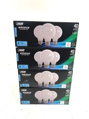12PK Feit Electric 40W Equiv G25 Dimmable LED Light Bulb Daylight New - Image 1 of 2