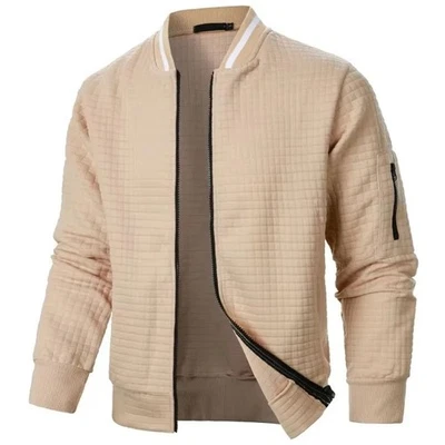 Nueva Chaqueta Para Hombre Manga Larga con Cremallera Cálida Otoño Invierno Cuello Soporte Ropa de Calle Foto 1 de 4