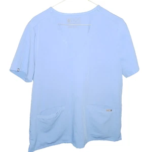 FIGS Scrub Top Damen Größe Large Shirt Technical Collection V-Ausschnitt blau 2 Taschen - Bild 1 von 3