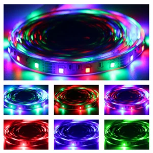 Dimmable RGB LED Strip Battery Operated 5050 TV Back Lighting +Remote UK - Picture 1 of 11