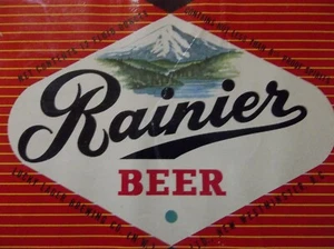 RAINIER BEER LABEL USED CONDITION 4" by 2 7/8" Canada - Picture 1 of 4