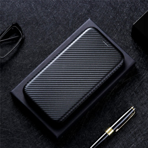 For HTC U23 Pro 5G, Shockproof Carbon Fiber Cover Leather Wallet Stand Case