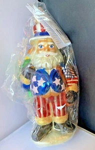 Christopher Radko Uncle Sam Santa Glass Ornament Never Opened QVC - Picture 1 of 6