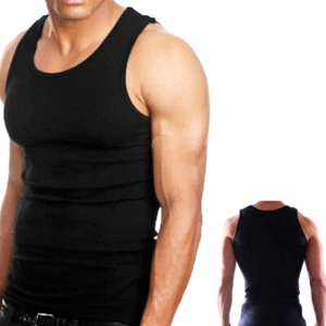 6 Pc 100% Premium Cotton Mens A-Shirt Ribbed Tank Top Undershirt ! - Picture 1 of 15