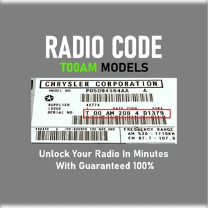 JEEP✅ CHRYSLER ✅ RAM✅ DODGE✅ CÓDIGOS DE RADIO DESBLOQUEADOS ✅ MODELOS T00AM A18 ✅ SERVICIO PIN - Imagen 1 de 3