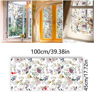 45*100cm Retro Floral Clear Window Sticker DIY Static Cling Glass Film Decor - Picture 1 of 8