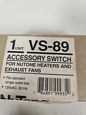 INTERRUPTOR ACCESORIO NUTONE VS 89 Luz/Ventilación/Luz Nocturna, Color: Blanco. NUEVO Foto 1 de 4