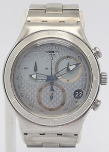 Rare Aesthetic Swatch Oblique End Silver YCS549G Men Swiss Watch