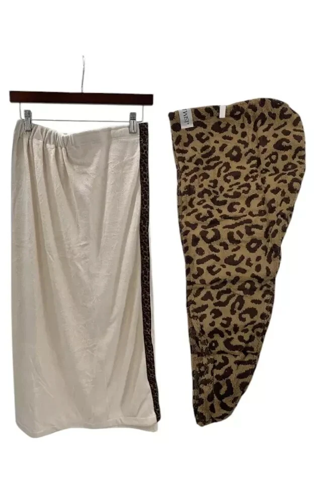 Paquete combinado de 2 envolturas de baño Turbie Twist para mujer leopardo Foto 1 de 1