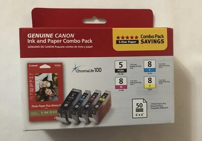 Canon Ink And Paper Combo Pack  5 Black, 8 Cyan, 8 Magenta, 8 Yellow  - Image 1 of 4