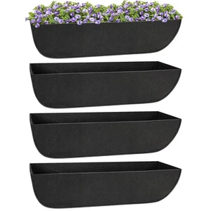 4 Pack 30 Inch Black Fabric Window Box Liners- Felt Square Trough Planter Bas... - Picture 1 of 7