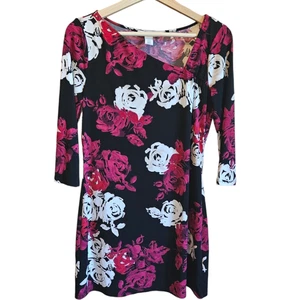 White House Black Market Tunika Stretch asymmetrischer Ausschnitt Blumen Damen Small - Bild 1 von 7