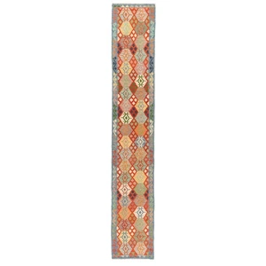 Kilim Afghan 485x83 CM Hand-Woven Oriental Carpet Kilim Wool Carpet Rug Runner - Picture 1 of 11
