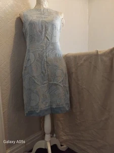 LIZ clairborne Pure Silk Pale Blue Paisley Sleeveless Dress Sz6 - Picture 1 of 9
