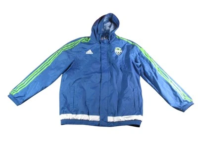 Seattle Sounders FC Jacket Rain Windbreaker Mens XL MLS Soccer Adidas Xbox Hood - Image 1 of 4