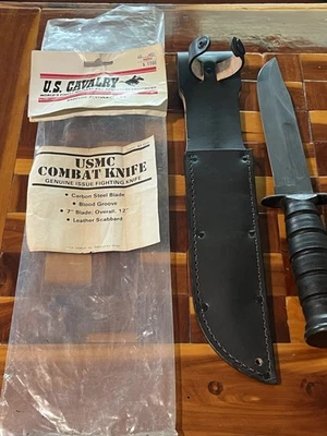 Vintage Camillus MK2 Military Fighting Combat Knife W/ Leather Sheath - Image 1 of 4