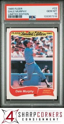 1985 FLEER LIMITED EDITION #22 DALE MURPHY BRAVES PSA 10 - Image 1 of 3