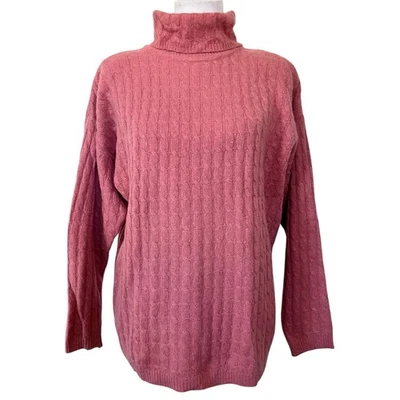 Suéter Wainscott Vintage Mujer Rosa Lana de Cordero Angora Cuello Alto Tejido con Cable PS Foto 1 de 4