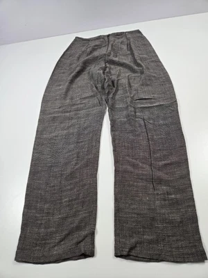 Calça Eileen Fisher Feminina Marrom Médio Preta 100% Linho Perna Larga Puxador - Imagem 1 de 4