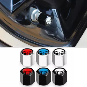4pcs Stainless Steel Punisher Emblem Car Tire Valve Stem Dust Cap Valve Cover - Picture 1 of 13