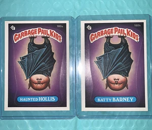 1986 Garbage Pail Kids 5th Series #180a & 180b Haunted Hollis & Batty Barney - Picture 1 of 6