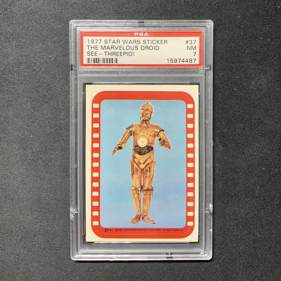 1977 Topps Star Wars Sticker #37 Marvelous Droid See-Threepio PSA 7 RARE C-3PO - Image 1 of 1