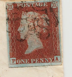 1842 Penny Red on Envelope Spec BS19uj Plate 30 (PA) "12" in MX Fine Used - Bild 1 von 3