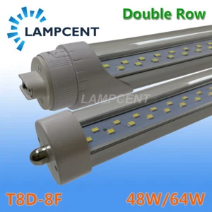 10/Pack T8 LED Tube Double Line Light 8ft 48W 64W Bulb Single Pin FA8 R17D 6500K - Picture 1 of 12