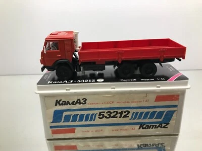 MADE IN USSR CCCP KAMAZ 53212 FLATBED TRUCK -RED 1:43- GOOD IN PLASTIC BOX - Bild 1 von 4