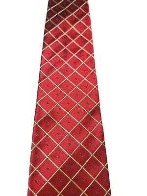 Corbata Rush Wilson Ltd toda seda roja con diamantes y puntos en blanco, azul nueva sin etiquetas Foto 1 de 4